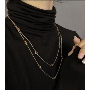 Gold Plated Floral Sweater Long necklace Stainless Steel women Jewelry